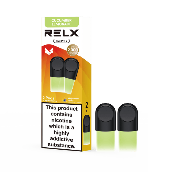 RELX Pod Pro Cucumber Lemonade refill vape pods product image, compatible prefilled pods for RELX Pod Pro device.

