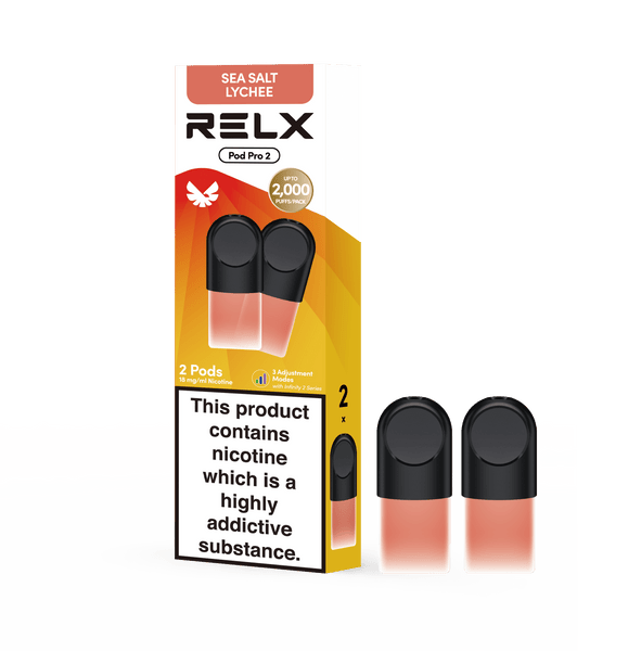 RELX Pod Pro Sea Salt Lychee refill vape pods product image, compatible prefilled pods for RELX Pod Pro device.
